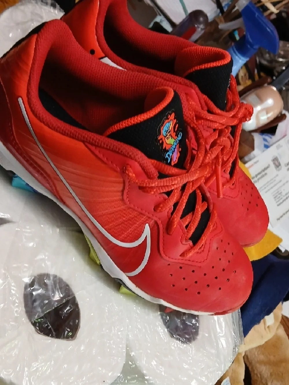 Nike Youth Bright Orange Athletic‎ Sneakers with Black Accents,sz.4.5y